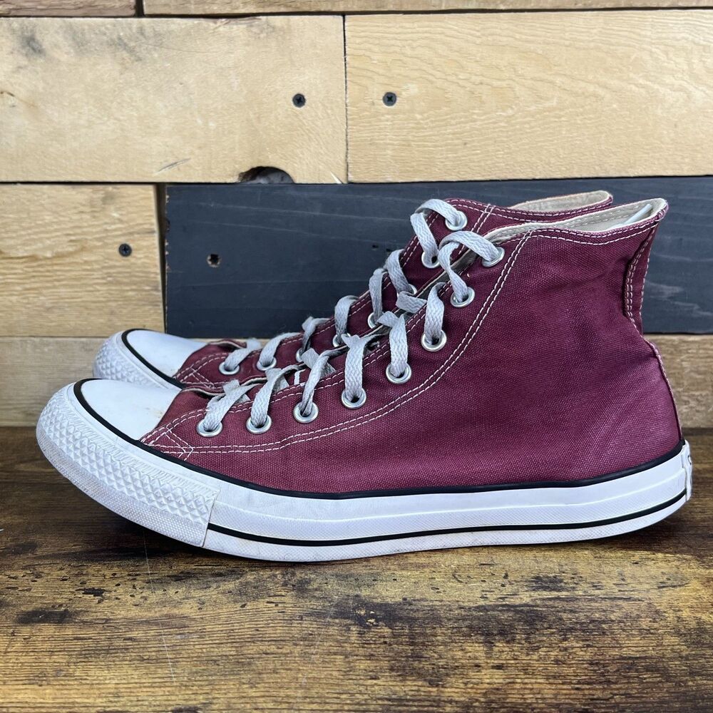 Vintage Converse All Star High Top Sneakers Maroon Burgundy M11 W13 - Picture 4 of 16